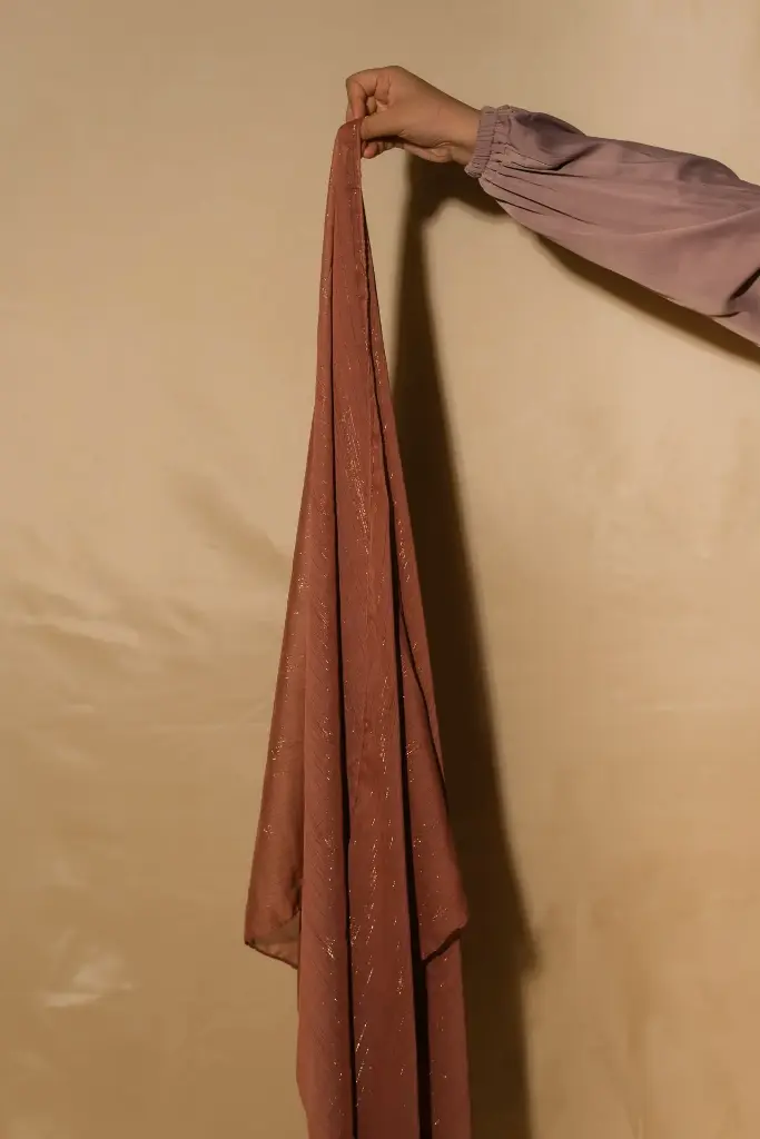 Shimmer Chiffon Hijabs - Brick Red