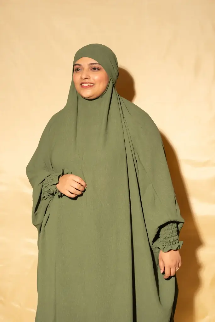 3 pcs Jilbab Set- Olive Green 