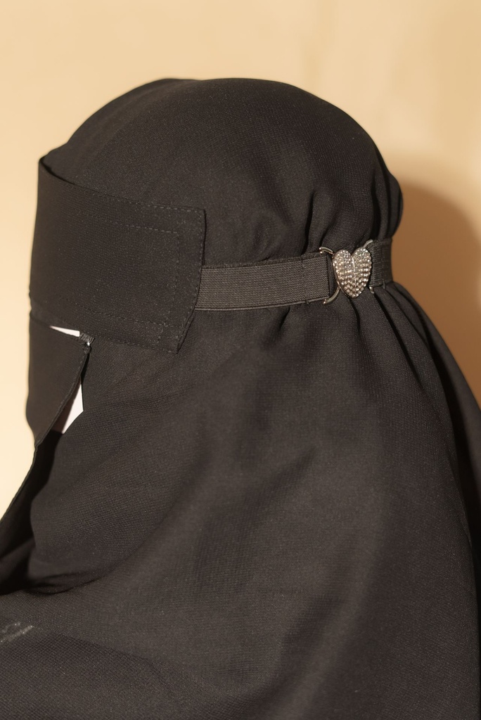 Heart Shaped Clip on Niqab- Silver