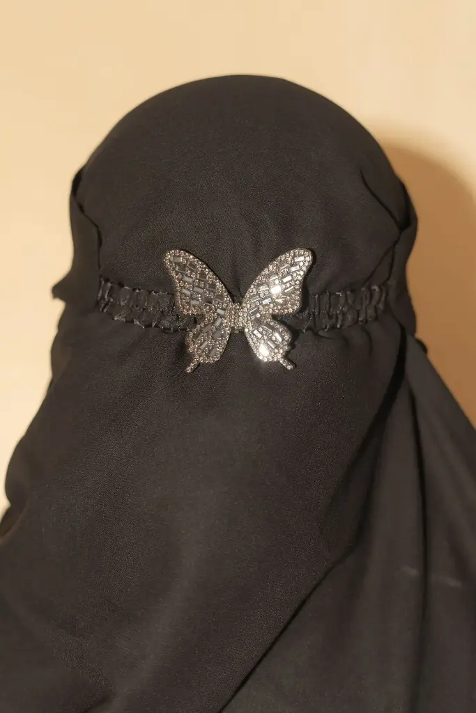 Butterfly Niqab- Silver Black