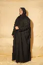 Partywear Abaya – All Black Moti Work Embroidery (With Hijab)