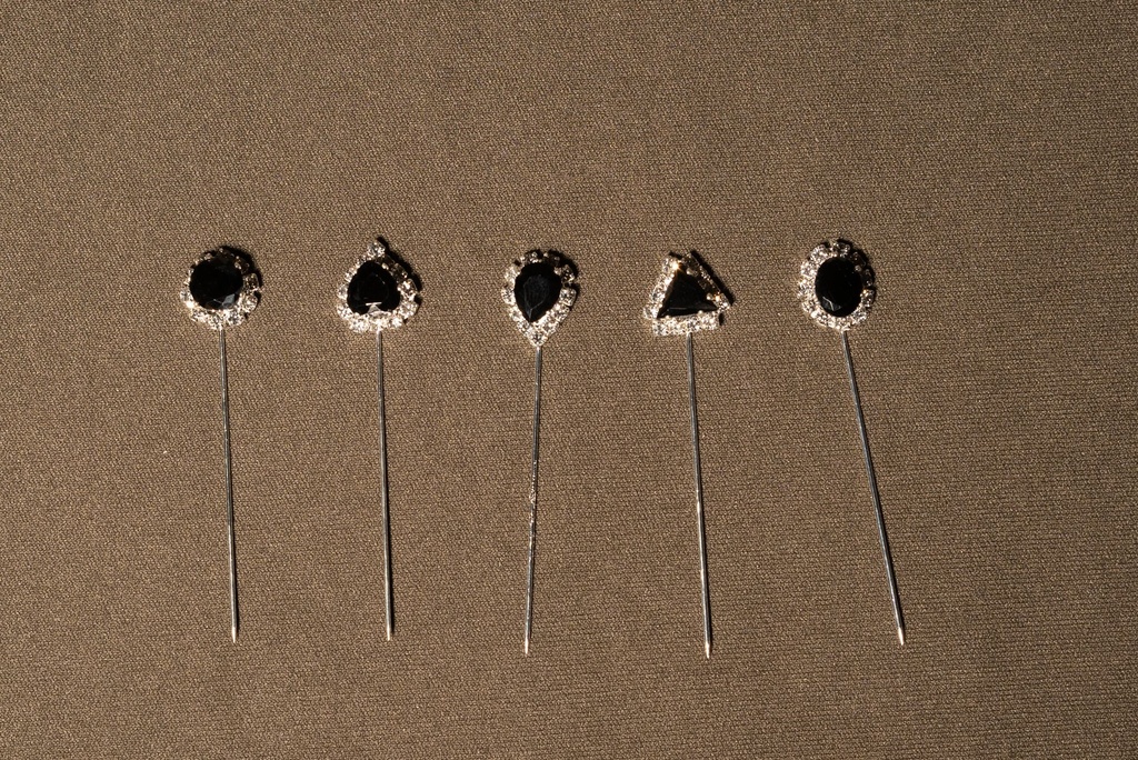 Silver Diamond Pin- Black