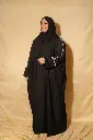 Partywear Abaya – Black & White Sleeve Embellishment (With Hijab) 