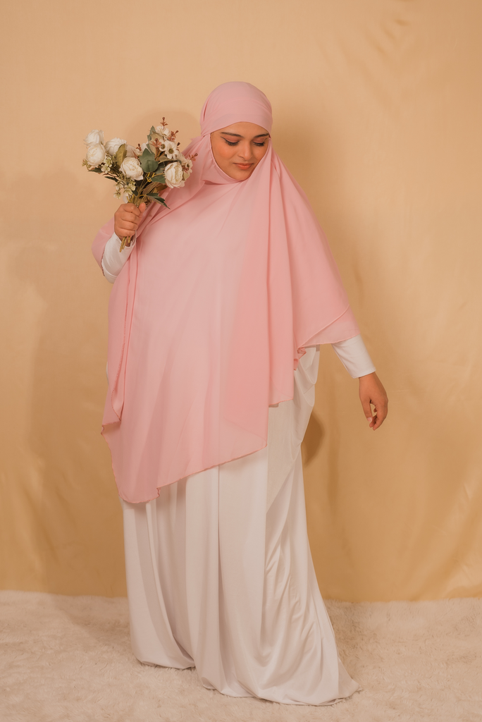 [HDCACK390] Amani Chiffon Khimar- Rose Pink