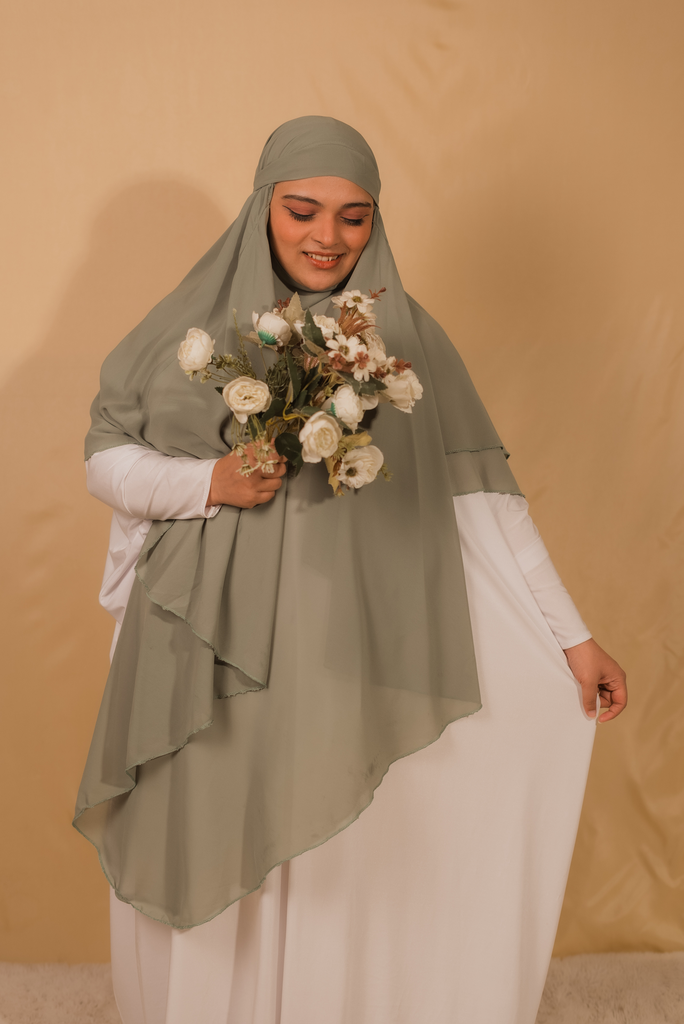 [HDCACK391] Amani Chiffon Khimar- Sage Green