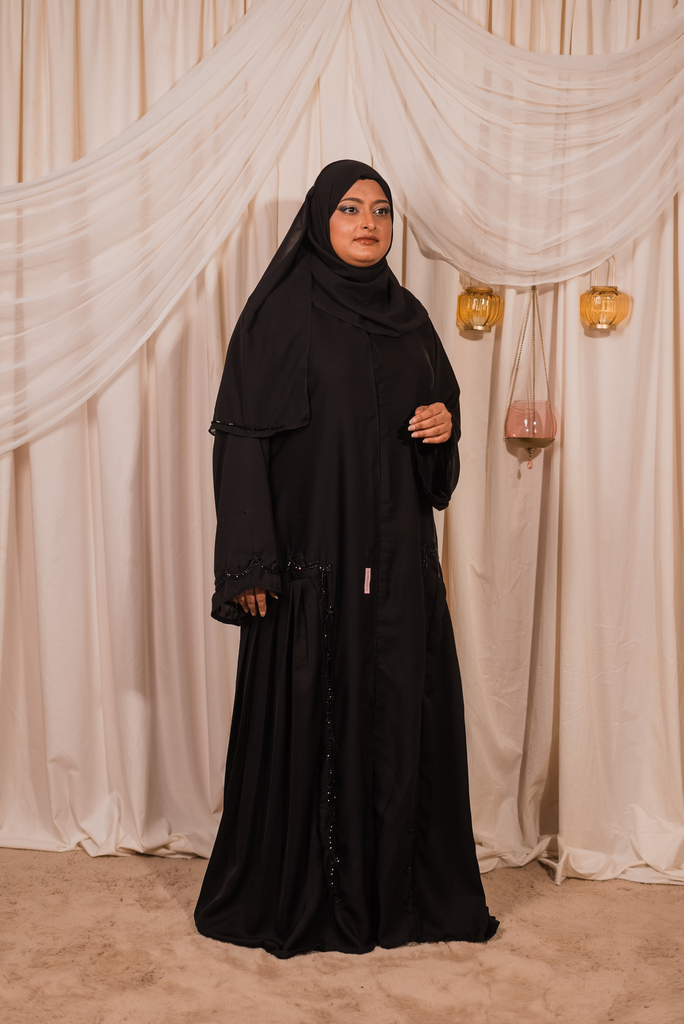 [HDCABA450] Hayat Abaya- Black Embellishment (S)