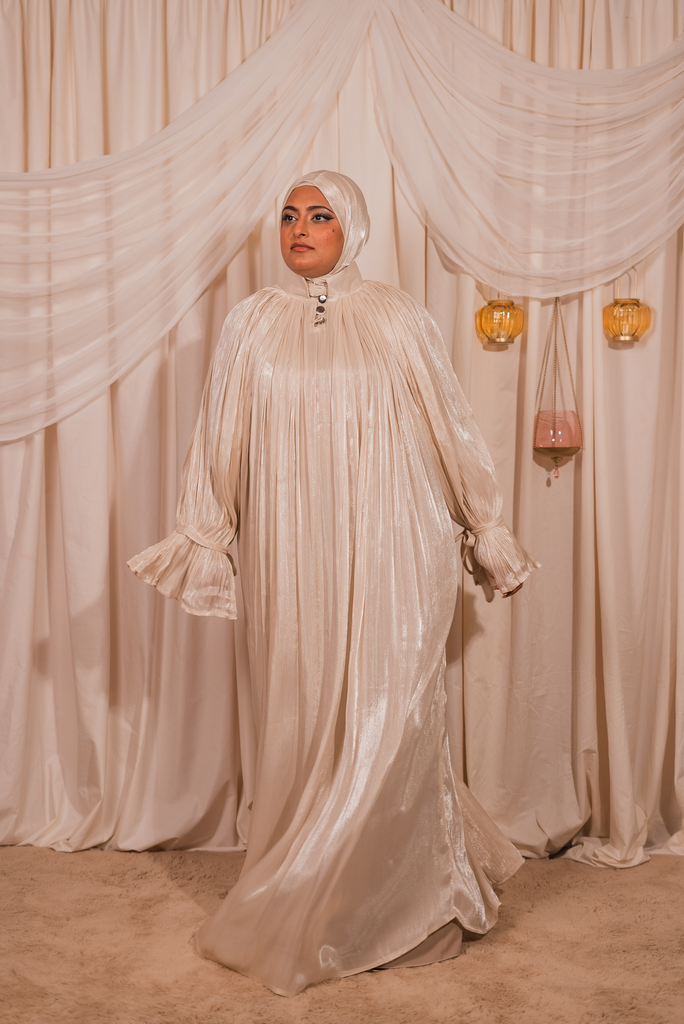 [HDCABA464] Amara Abaya- Ivory Pearl (S)