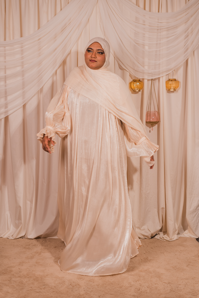 [HDCABA460] Amara Abaya- Custard Cream (S)