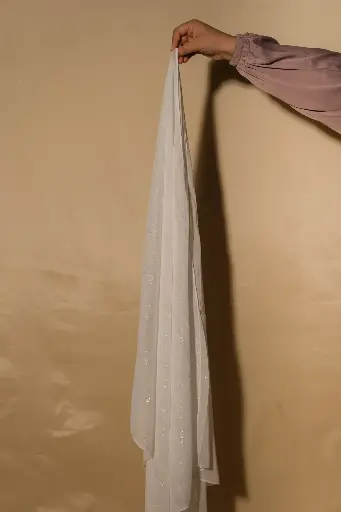 Shimmer Chiffon Hijabs - Pearl White