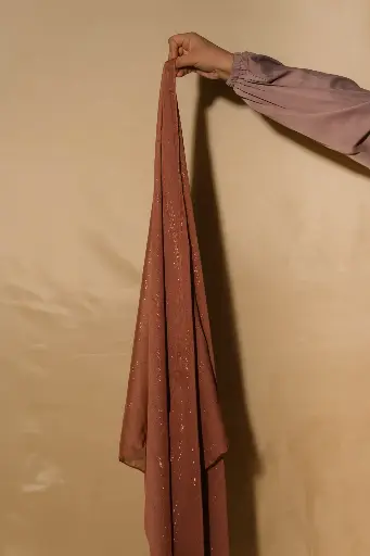 Shimmer Chiffon Hijabs - Brick Red