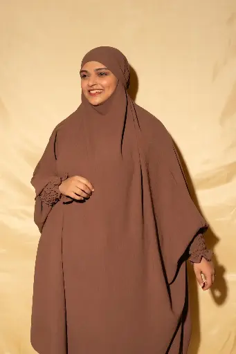 3 pcs Jilbab Set- Brown 