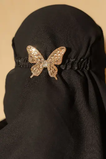 [HDCNQB083] Butterfly Niqab- Gold 