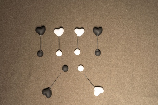 [HDCSPN274] Heart Pin- Black & White