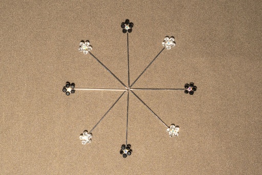 [HDCWPN266] Flower Diamond Pin- Black & White