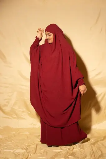 [HDCJIL006] 3 pcs Jilbab Set-Cherry Red